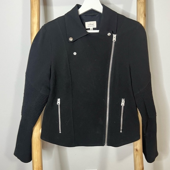 Aritzia Wilfred Montesson Motorcycle Zip Up Jacket Size 10 Black - Picture 8 of 11
